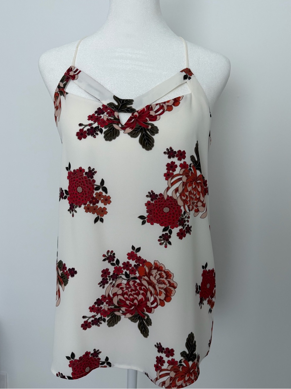 Express Ivory Floral Cutout Cami top romantic flowy top Cottagecore